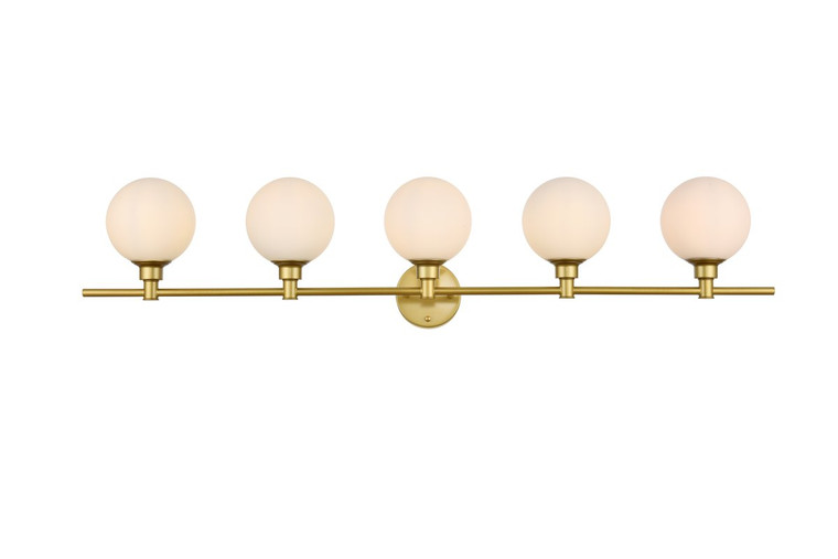 Elegant Cordelia 5 Light Brass And Frosted White Bath Sconce LD7317W47BRA