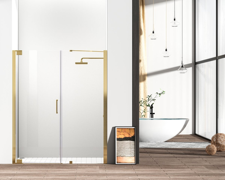 Elegant Semi-Frameless Hinged Shower Door 60 X 72 Brushed Gold SD404-6072BGD