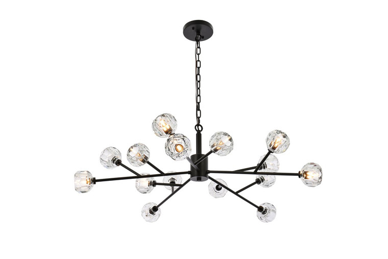 Elegant Graham 15 Light Pendant In Black 3509D42BK