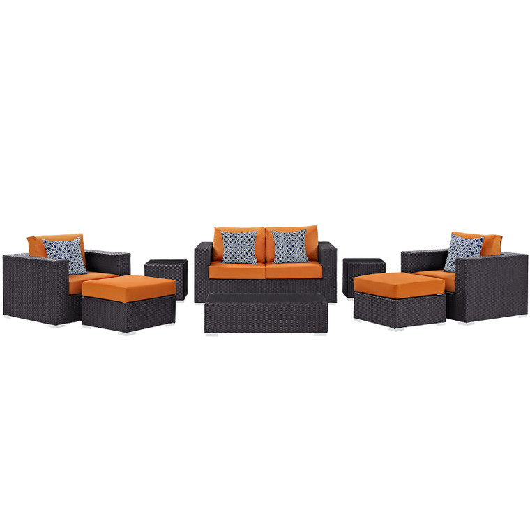 Convene 8 Piece Outdoor Patio Sofa Set - Espresso Orange EEI-2352-EXP-ORA-SET By Modway Furniture