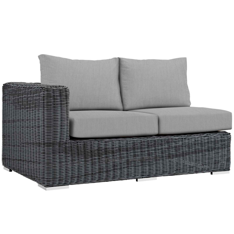 Summon Outdoor Patio Sunbrella Left Arm Loveseat - Canvas Gray EEI-1872-GRY-GRY By Modway Furniture