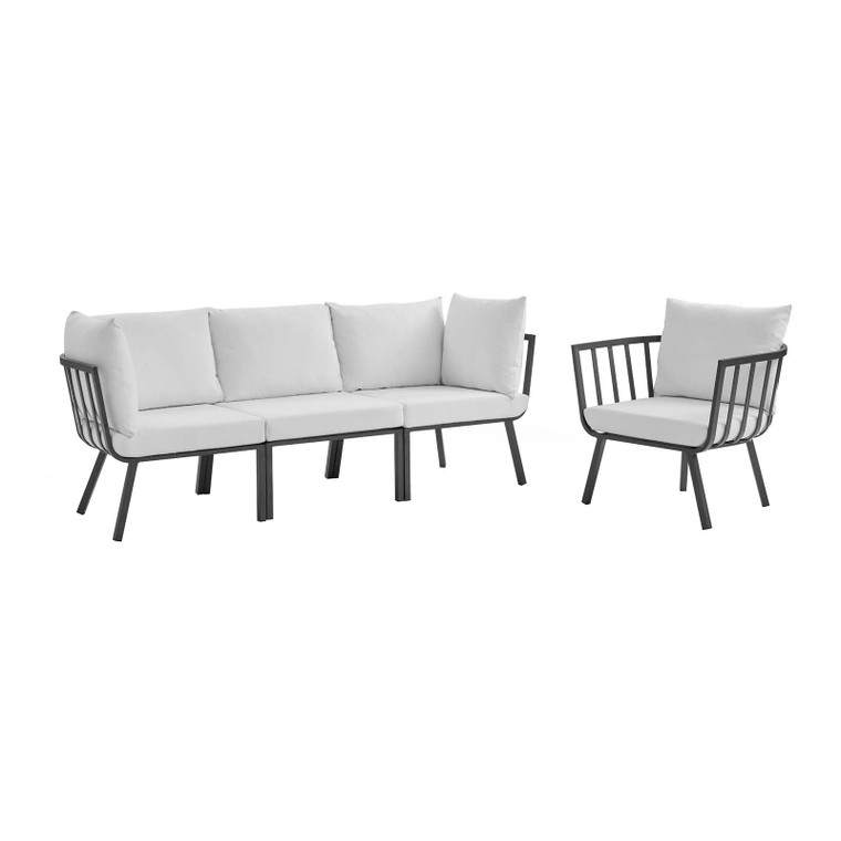 Riverside 4 Piece Outdoor Patio Aluminum Set - Gray White EEI-3785-SLA-WHI By Modway Furniture