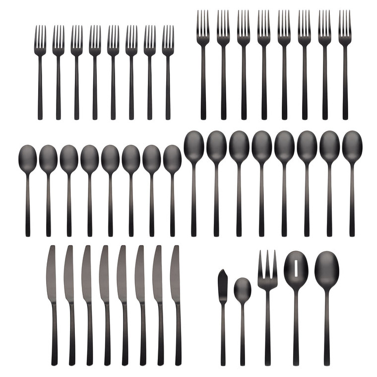 Lenox Beacon Pvd Black Satin Finish 18/0 45-Piece Flatware Set 286645CKW13DS