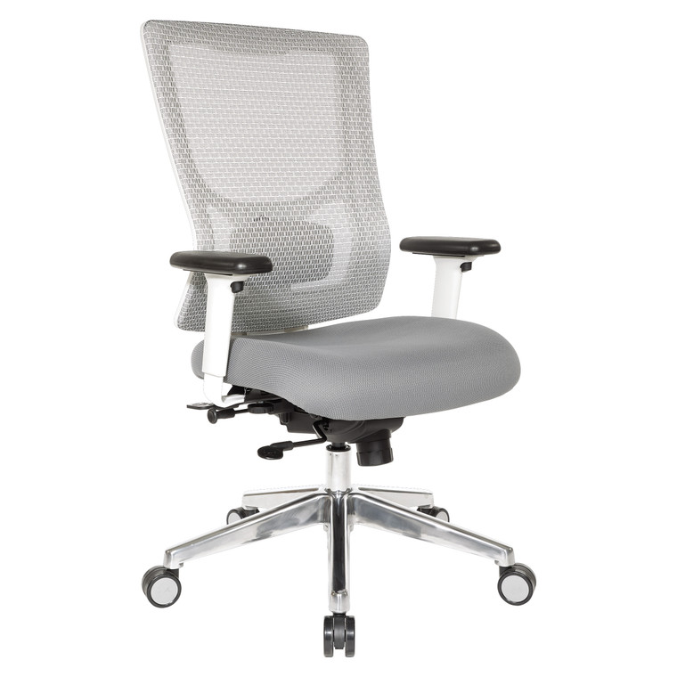 Office Star Progrid White Mesh Mid Back Chair - White/Steel 95672-5811