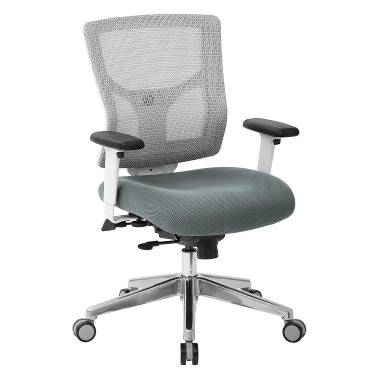 Office Star Progrid White Mesh Mid Back Chair - White/Grey 95673-2M