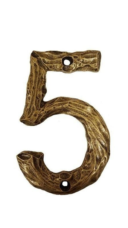 LHN5-AB Log House Number Five - Antique Brass by Buck Snort Lodge