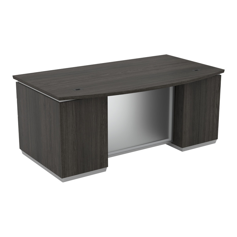 Office Star Tuxedo Bow Front Double Ped Desk 72X42 - Slate Grey TUXSGW-TYP1