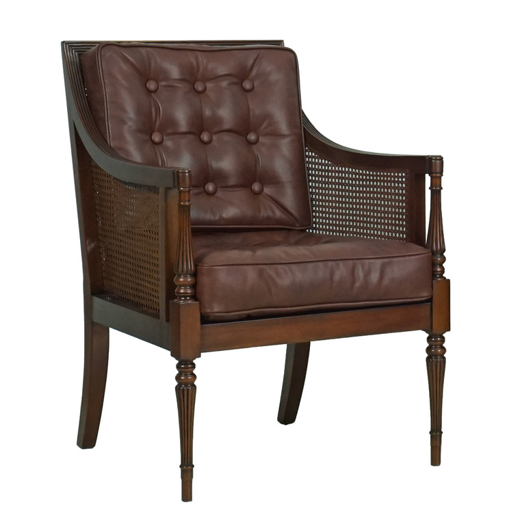 33173ZMLSC/BR Vintage Easy Chair Mahogany With Leather