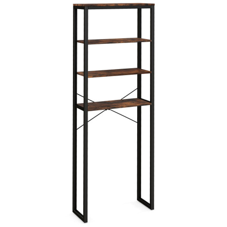 4-Tier Freestanding Over The Toilet Storage Rack-Rustic Brown BA7880CF