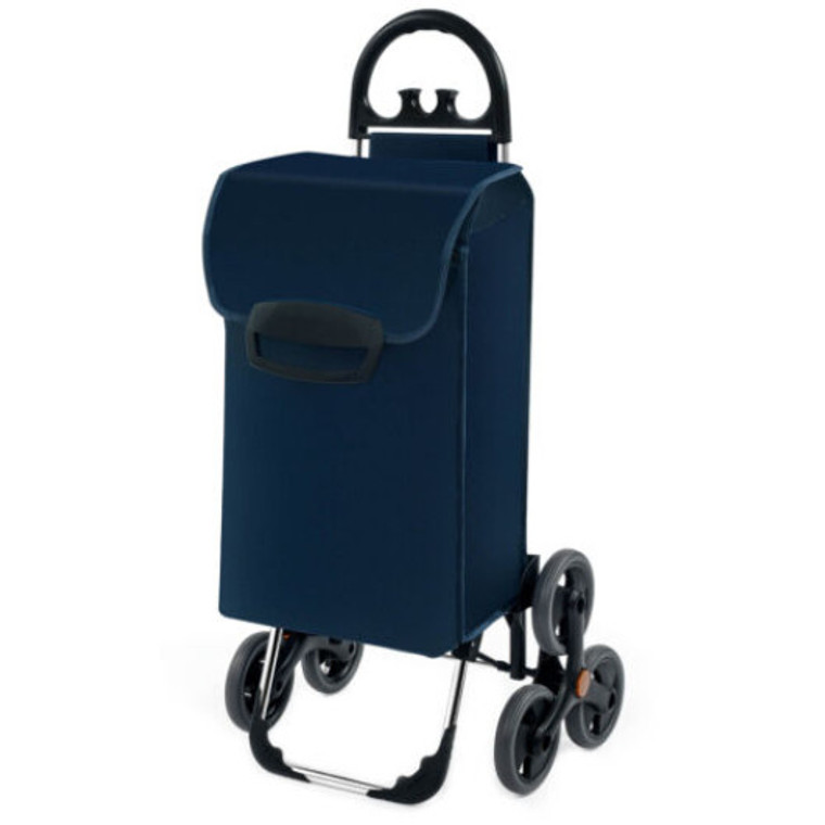 Folding Stair Climbing Shopping Cart With Removable Bag And Handle-Navy TA10036NY