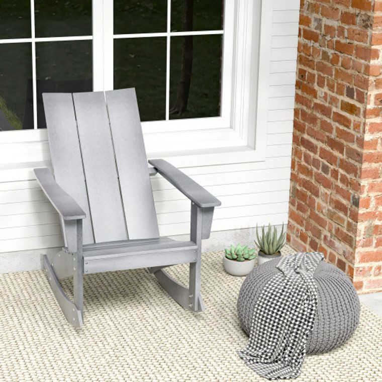 Adirondack Rocking Chair With Curved Back For Balcony-Gray NP10899GR