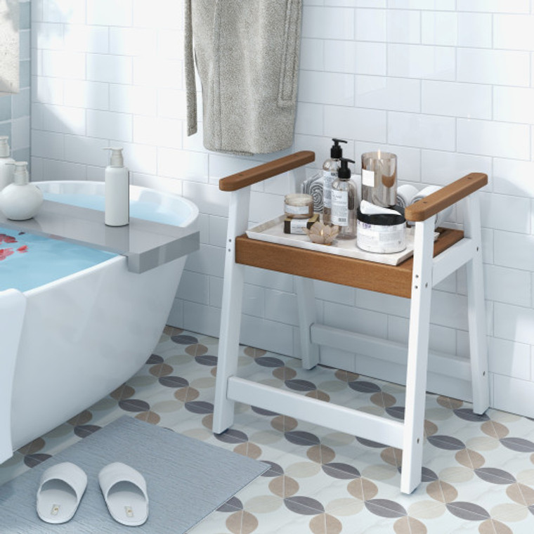 Shower Bench With Arms For Inside Shower Shaving Legs-Brown BA7864CF
