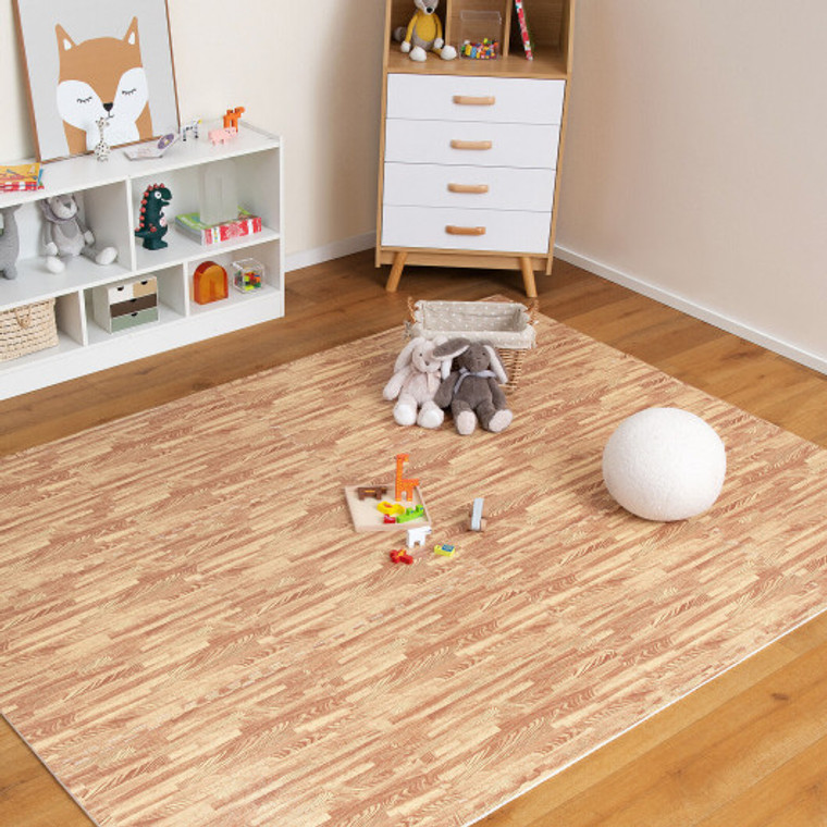 12 Tiles Wood Grain Foam Floor Mats With Borders HZ10151