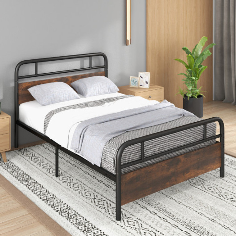 Twin/Full/Queen Size Bed Frame With Industrial Headboard-Full Size HU10455-F