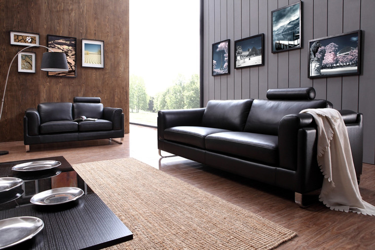 VIG Furniture VG2T-SP-0875-S Divani Casa 0875 Modern Black Leather Sofa