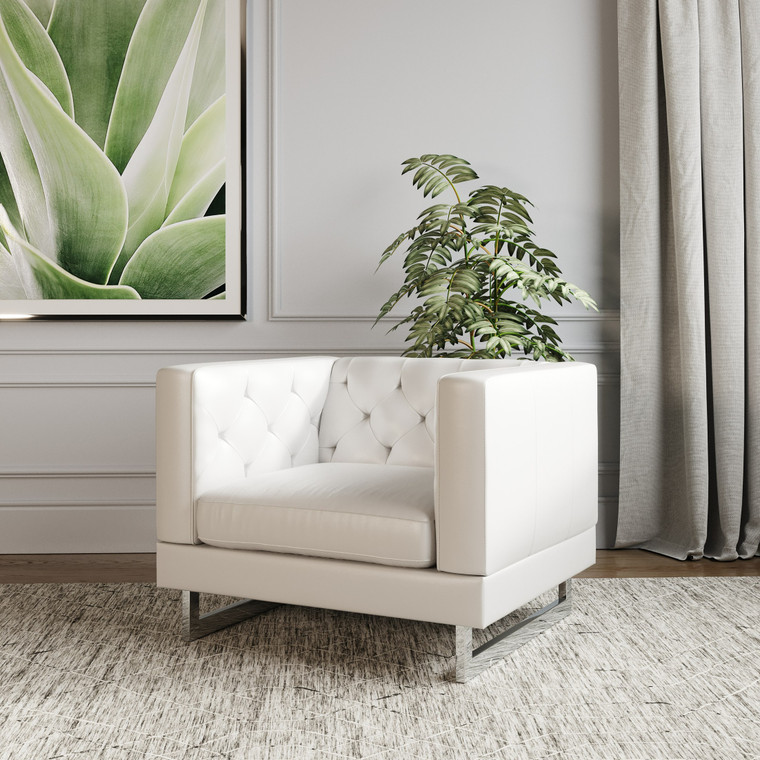 VIG Furniture VGMB1169-CHR Divani Casa Windsor Modern Off-White Leatherette Chair