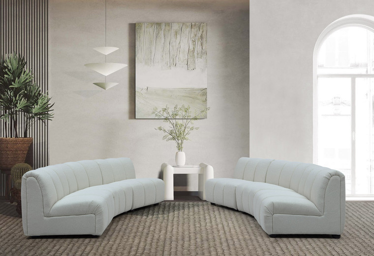 VIG Furniture VGEV-VG695-WHT-SET Divani Casa Olandi - Modern White Fabric Curved Sectional Sofa Set