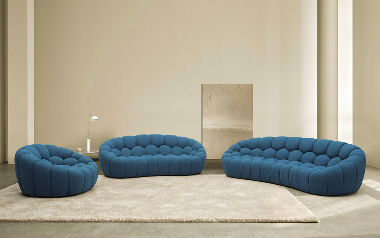 VIG Furniture VGEV2126C-SET-C-15 Divani Casa Yolonda - Modern Curved Dark Teal Fabric Sofa Set