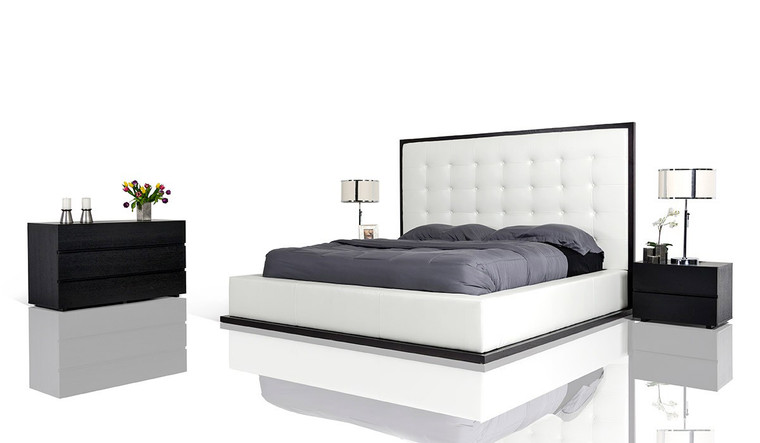 VIG Furniture VGBBBETH-Q Queen Modrest Beth Modern Wenge With White Leatherette Bed