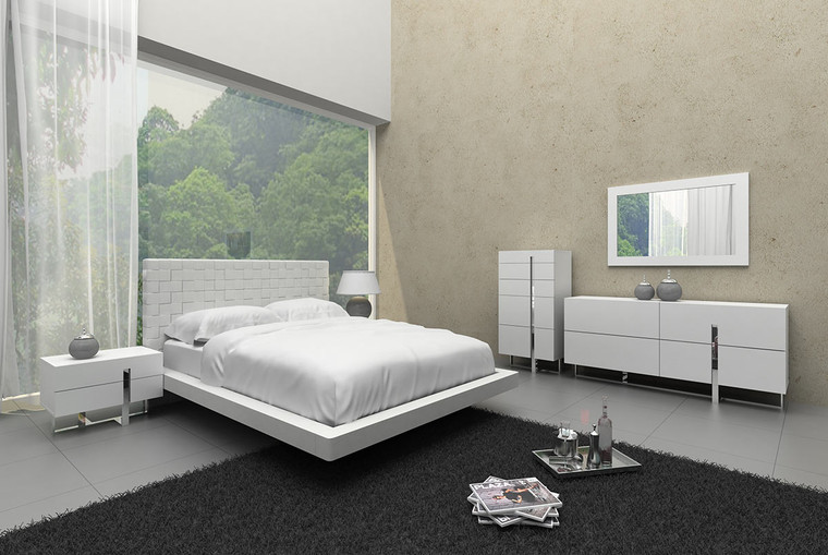 VIG Furniture VGCN1301-B2-EK Eastern King Voco Modern White Leather Pattern Headboard Bed