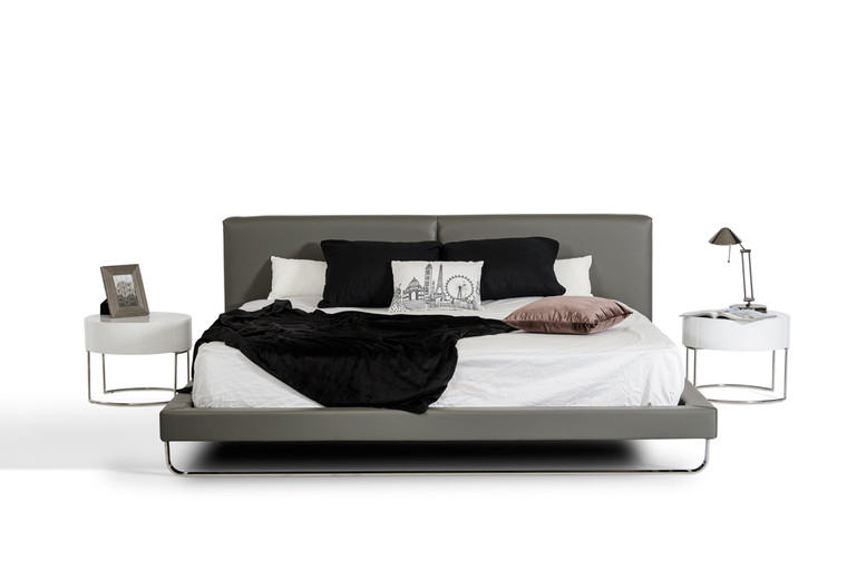 VIG Furniture VGJY-4016-GRY-CK California King Modrest Ramona Modern Grey Leather Bed