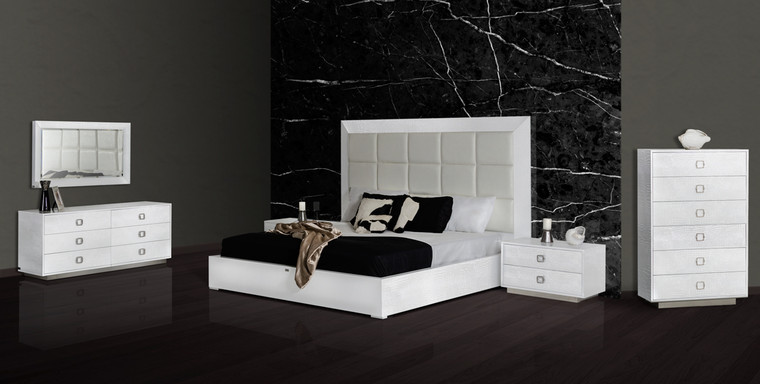 VIG Furniture VGUNVICTORIA-SET-WHT-CK California King A&X Victoria Modern White Crocodile Bedroom Set