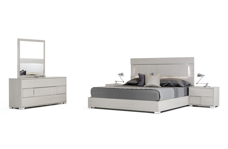 VIG Furniture VGACETHAN-SET-GRY-Q Queen Modrest Ethan Italian Modern Grey Bedroom Set
