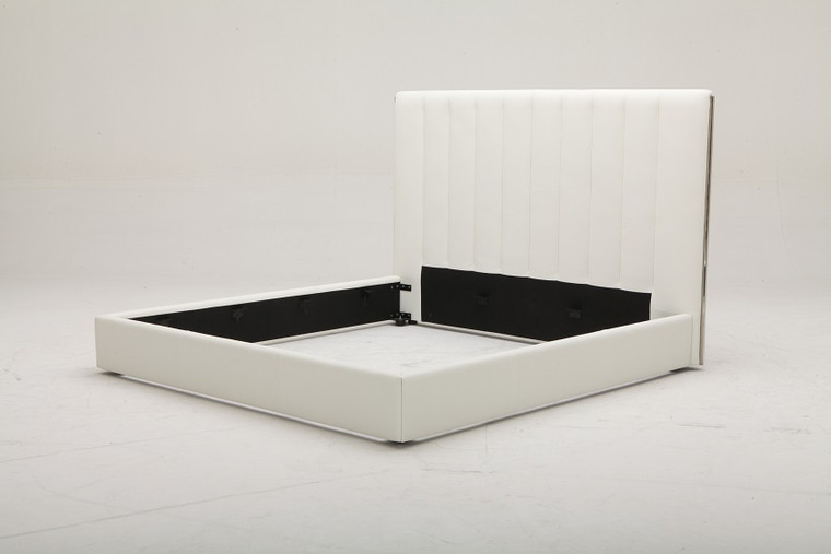 VIG Furniture VGKK-KFB1008-WHT-BED-EK-1 Modrest Valhalla - Contemporary White Fabric Ek Bed