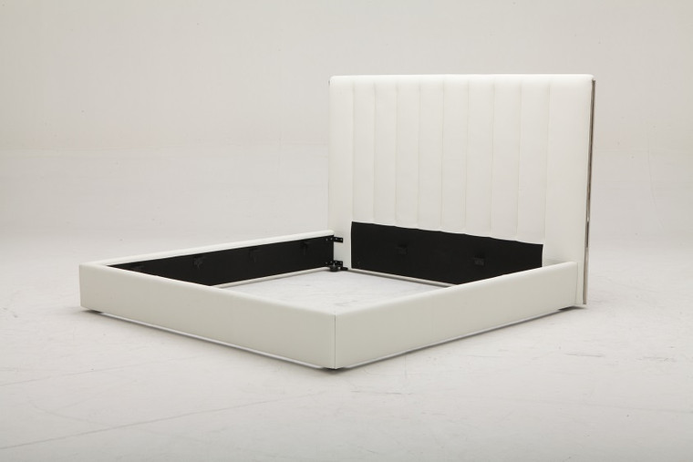 VIG Furniture VGKK-KFB1008-WHT-BED-1 Modrest Valhalla - Contemporary White Fabric Q Bed