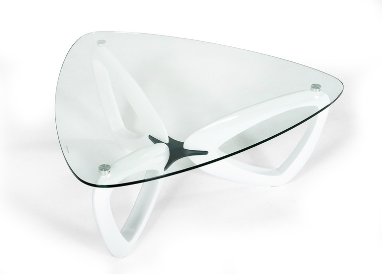 VIG Furniture VGGUTG-1212CT Modrest Medina Contemporary Glass & White Coffee Table