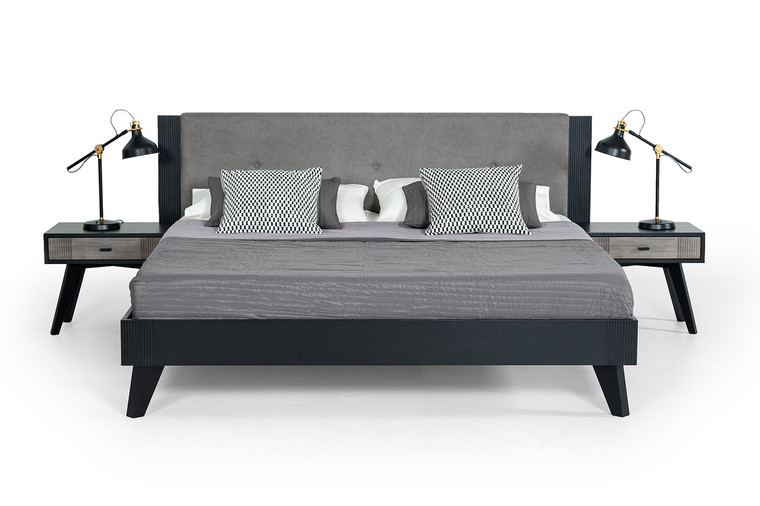 VIG Furniture VGMABR-77-BED-Q Queen Nova Domus Panther Contemporary Grey & Black Bed