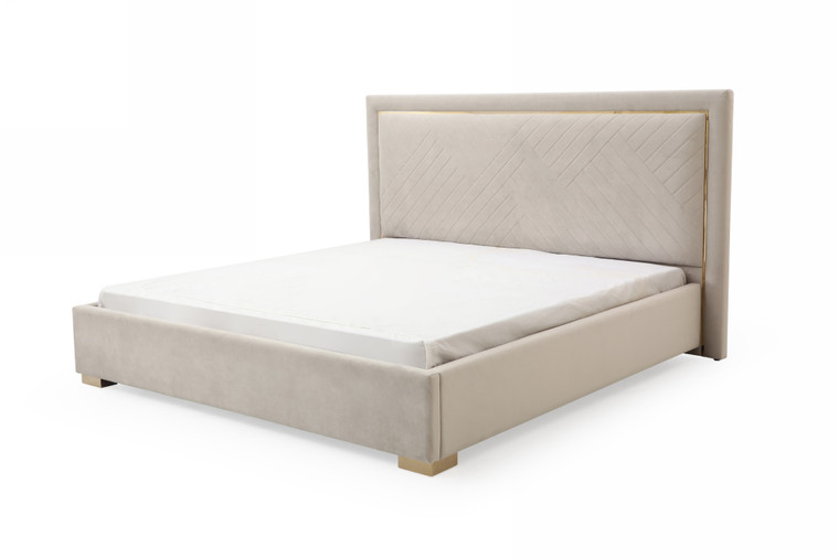 VIG Furniture VGVCBD1906-19-BED Modrest Corrico - Off White Velvet Modern Bed