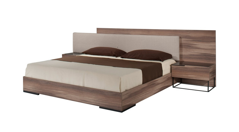 VIG Furniture VGACMATTEO-BED-Q Nova Domus Matteo Italian Modern Queen Walnut & Fabric Bed