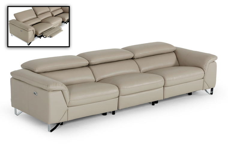 VIG Furniture VGKNE9104E9105-TPE-S Divani Casa Maine - Modern Taupe Eco-Leather Sofa With Electric Recliners