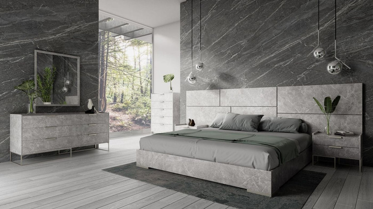 VIG Furniture VGACMARBELLA-SET-GRY-Q Queen Nova Domus Marbella - Italian Modern Grey Bed Set