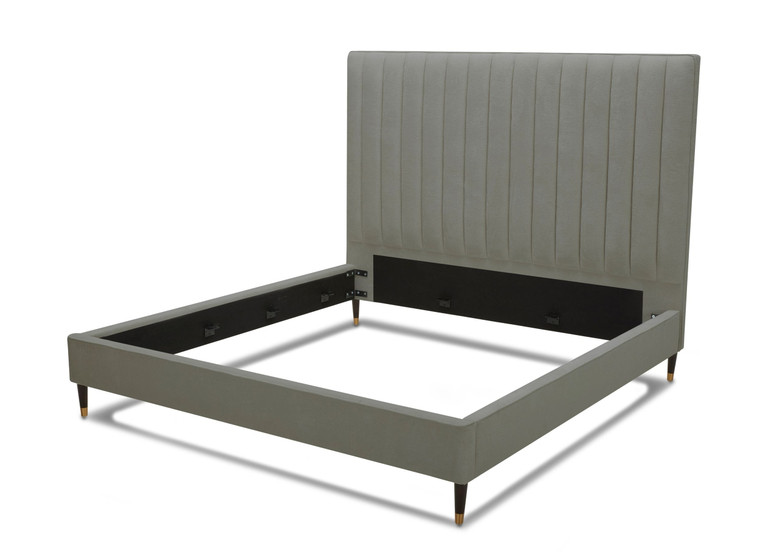 VIG Furniture VGKKB606X-GRY-BED-Q Modrest Hemlock - Queen Modern Grey Velvet Bed