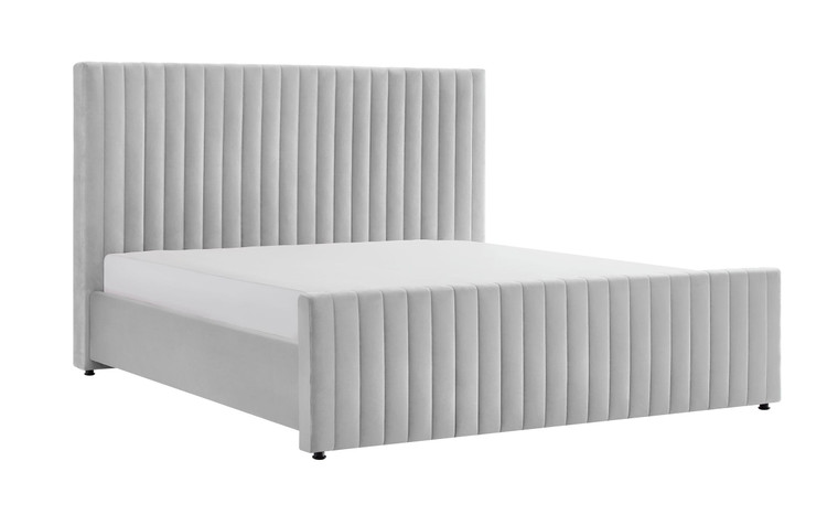 VIG Furniture VGJYJY-653-XGRY-BED-Q Queen Modrest Beverly - Modern Grey Velvet Bed