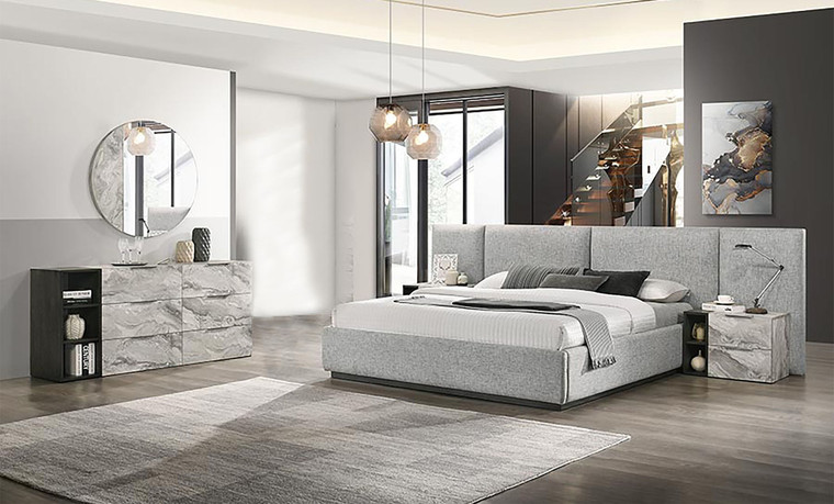 VIG Furniture VGMABR-121-GRY-BED-SET-EK Nova Domus Maranello - Eastern King Modern Grey Bed Set