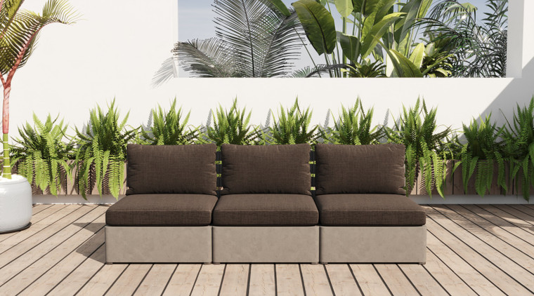 VIG Furniture VGLBMODUSET-2 Renava Garza - Outdoor Concrete & Teak Modular Sofa