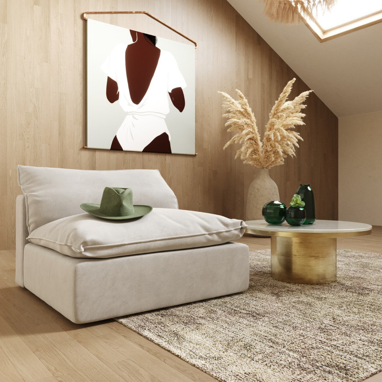 VIG Furniture VGKKKF.2651-GRY-AL-SEAT Divani Casa Garman - Modern Light Grey Armless Seater