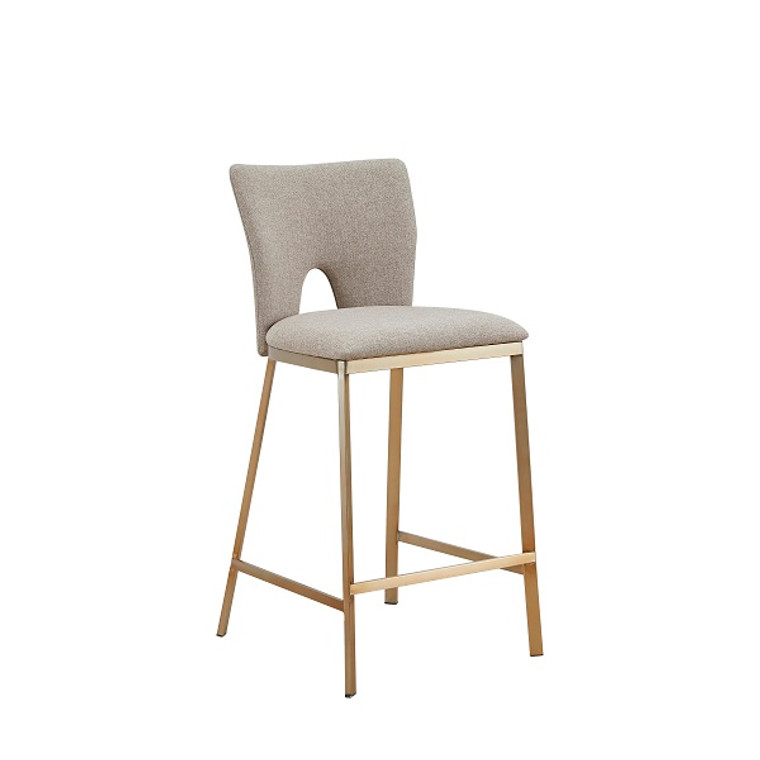 VIG Furniture VGGA-1567-05-BG-CS Modrest Burton - Contemporary Beige + Brass Counter Stool Set Of Two