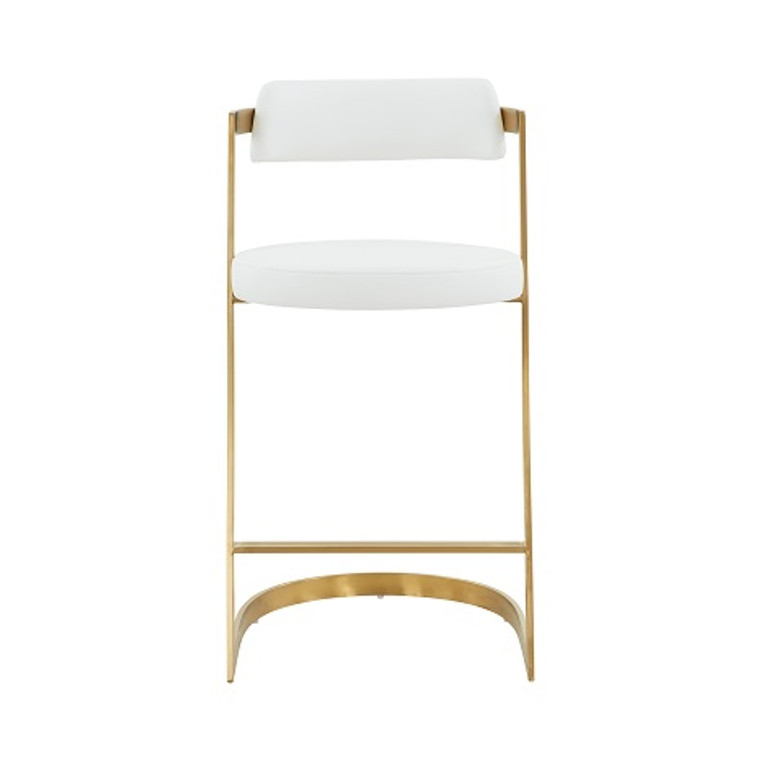 VIG Furniture VGRH-RHS-CS-220-PU-WHT-CS Modrest Shandra - White Leatherette & Gold Counter Stool