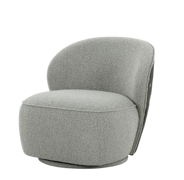 VIG Furniture VGOD-ZW-21089-GRY-C Divani Casa Allis - Glam Grey And Black Fabric Swivel Accent Chair