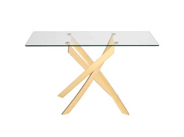 VIG Furniture VGEW-F7033AD-G Modrest Pyrite Modern Glass And Gold Console Table