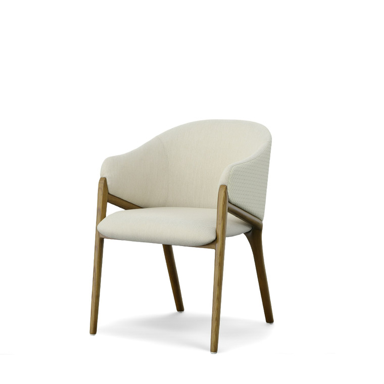 VIG Furniture VGCS-ACH-20071 Modrest Lunde Cream Fabric And Walnut Arm Dining Chair
