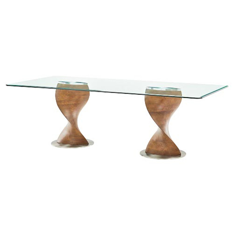 VIG Furniture VGCS-DT-16152 Modrest Cleveland - Contemporary Glass And Walnut Dining Table