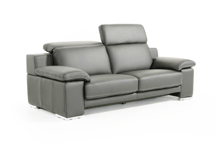VIG Furniture VGNT-EVERGREEN-SGRY-L Estro Salotti Evergreen Modern Stone Grey Italian Leather Loveseat