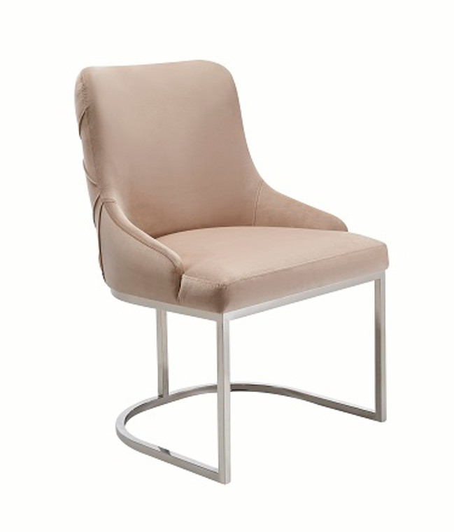 VIG Furniture VGZA-Y632-BG-DC Modrest Daria - Modern Beige Velvet And Stainless Steel Dining Chair Set Of 2