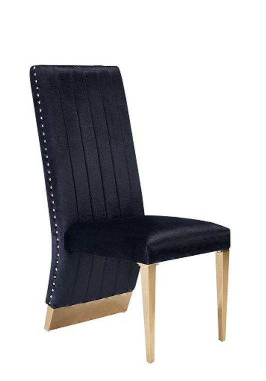 VIG Furniture VGZA-Y629-BLK-DC Modrest Keisha - Modern Black Velvet And Gold Dining Chair Set Of 2