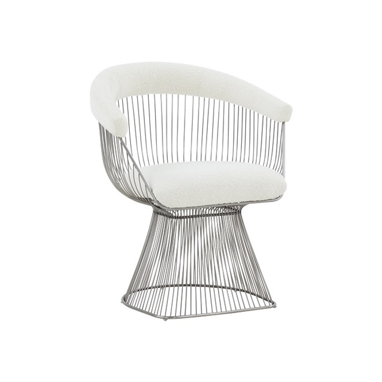 VIG Furniture VGRH-AC-258-WS-DC Modrest Chandler - Modern White Sherpa And Matte Silver Dining Chair